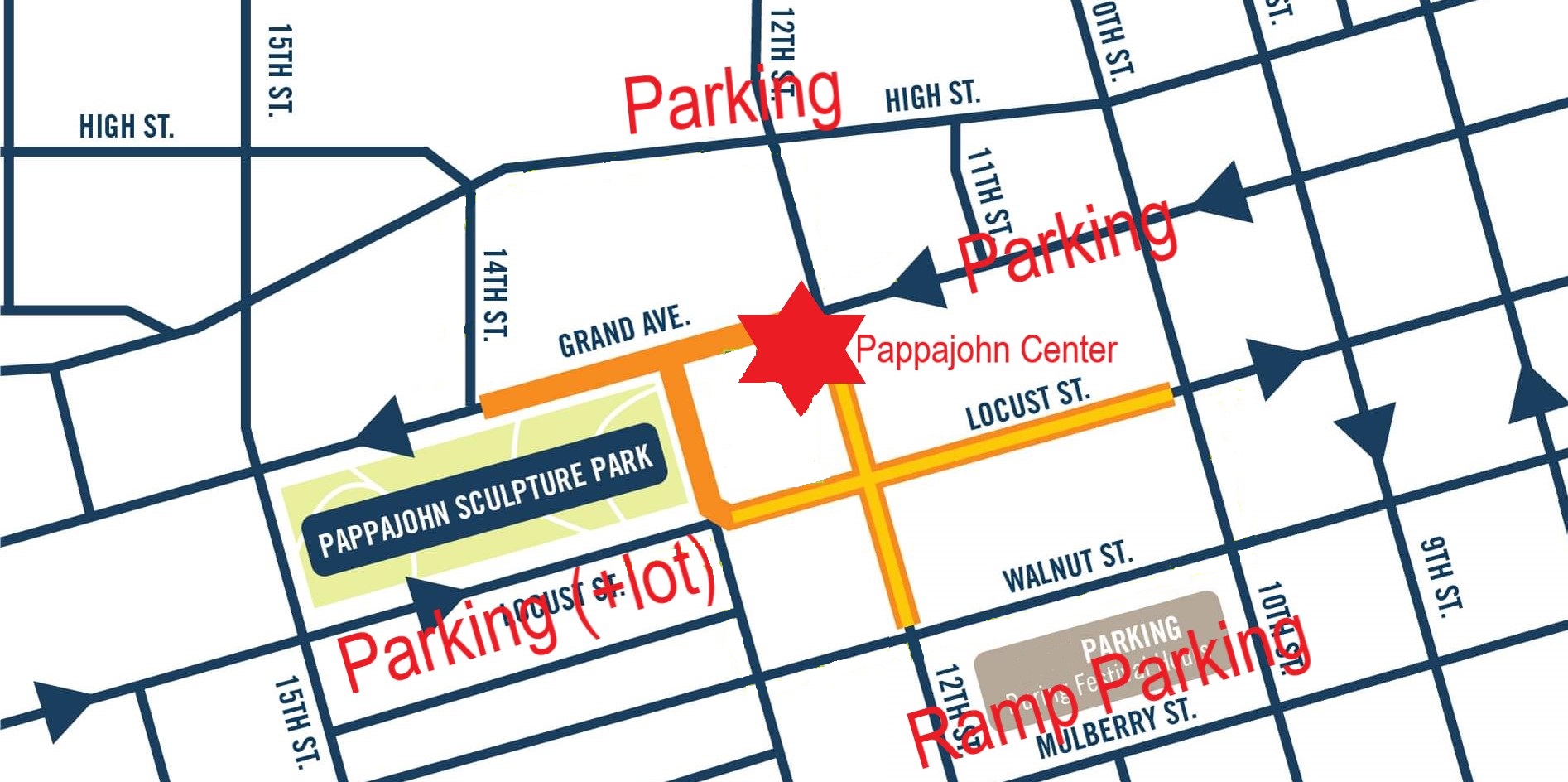 Pappajohn Center Parking map